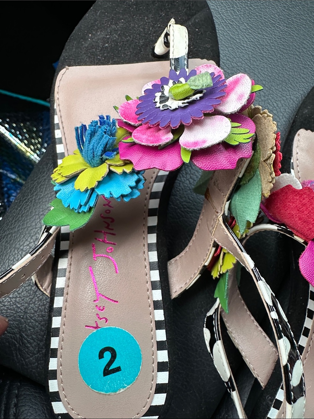 Betsey Johnson Girl’s Floral Embellished Sandal - Colorful Flower -Size 2 - Picture 4 of 9